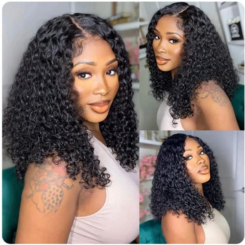 Human Hair Wigs Deep Wave Short Bob Wig Human Hair 4x4 Lace Closure Wigs HD Transparent Lace Front Wigs For Women Water Wave Curly Pre Plucked