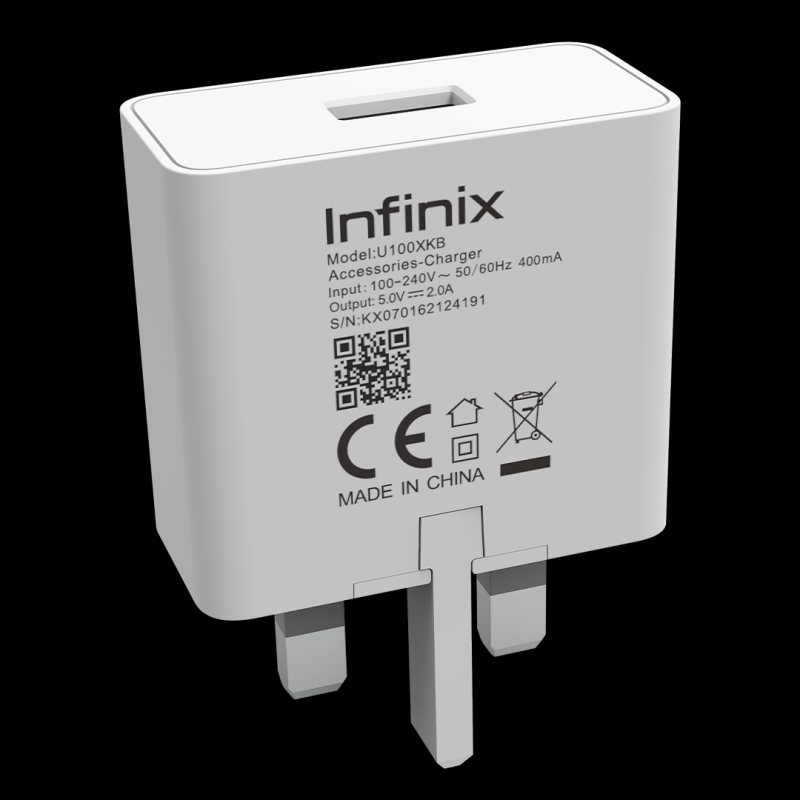 Infinix XC08 10W UK Fast Charging Adapter with 10W 2A USB-A to Type-C Cable – Compact, Safe & Compatible with Infinix Smartphones