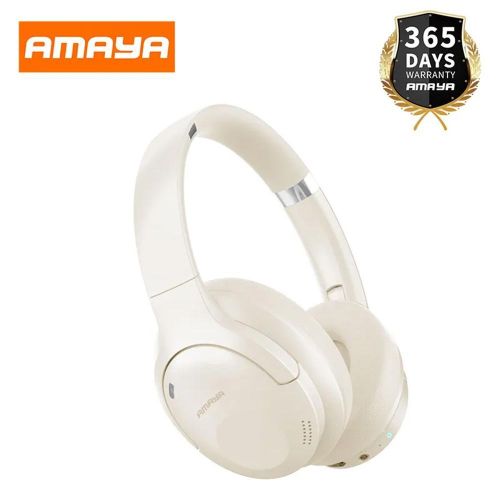 Amaya Wireless Headphones  - Pure Bass Active Noise Cancellation (ANC) Over-Ear Wireless Bluetooth Headphones, Beige
