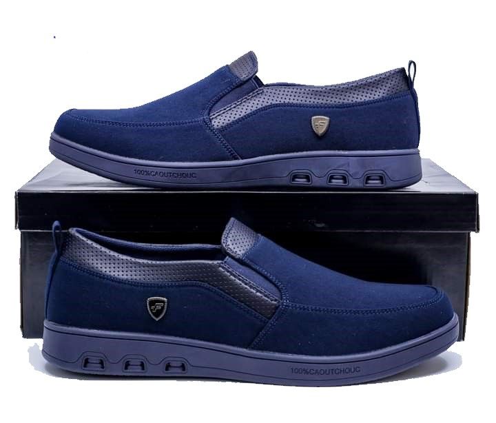 All Weather Men Rubber Shoes With Upper Canvas Material Rubber Sole All Weather Comfortable Shoes Size 40-45 Colour Blue Slip On Design