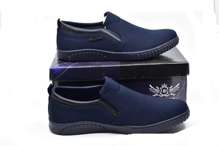 All Weather Men Rubber Shoes With Upper Canvas Material Rubber Sole All Weather Comfortable Shoes Size 40-45 Colour Blue Slip On Design
