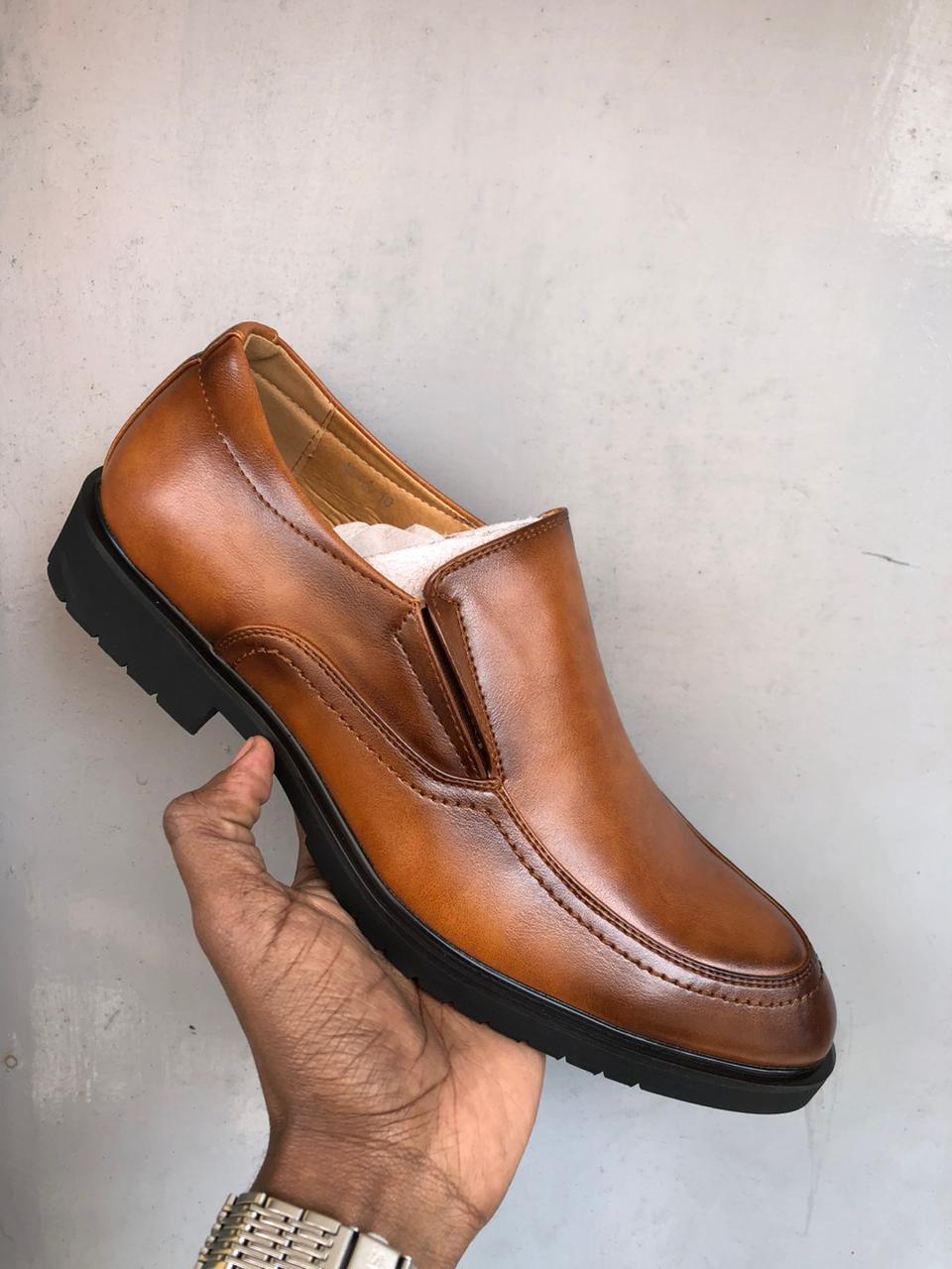 Men Casual Official Formal Business Shoes Normal Fitting Rubber Sole PU Leather Sizes 40-45 Slip On Shoes Generic All Weather Shoes Colour Brown Anti Slip Design