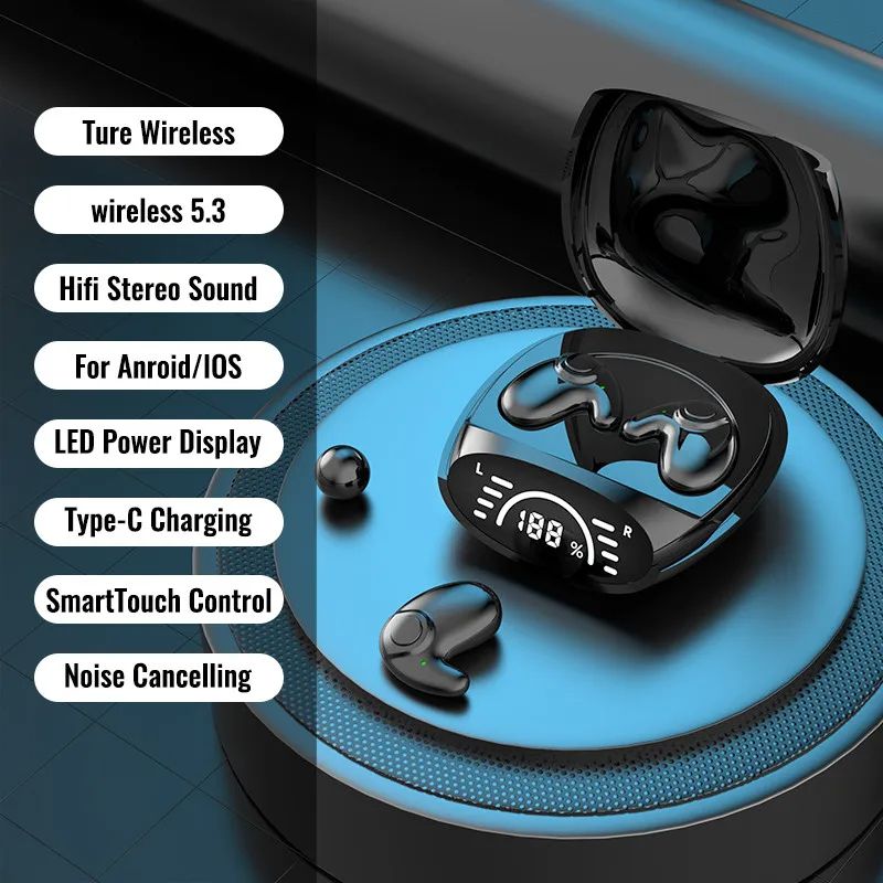 Mini Invisible Sleep Earbuds Tiny Hidden Bluetooth 5.3 Headphones Noise Cancelling TWS Wireless Headsets Sports Stereo Earphone