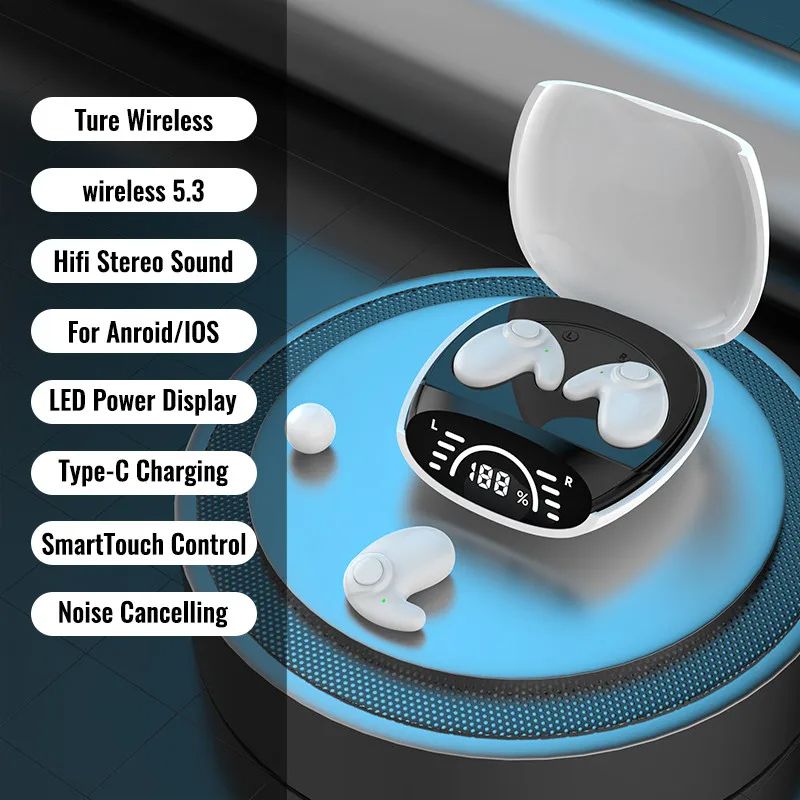 Mini Invisible Sleep Earbuds Tiny Hidden Bluetooth 5.3 Headphones Noise Cancelling TWS Wireless Headsets Sports Stereo Earphone