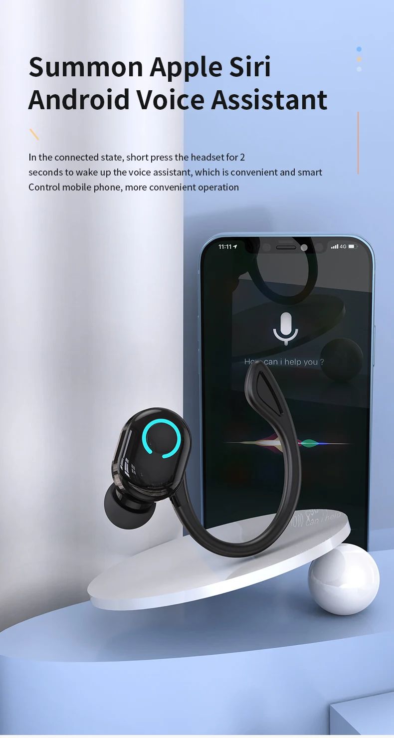 Bluetooth 5.2 Earphones Sport Headphones Wireless Earbuds Ultra-long Standby Handsfree Headset with Mic for Xiaomi Huawei iPhone
