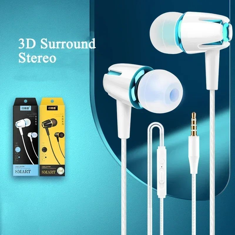 E18 wired headset in-ear cell phone line control with microphone call 3.5mm tuning universal earbuds