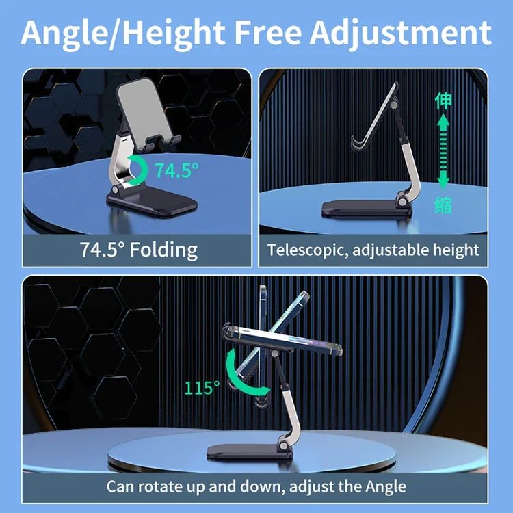 Aluminum Alloy Adjustable Desktop Cell Phone Holder Cell Phone Holder Stand for All Smartphones