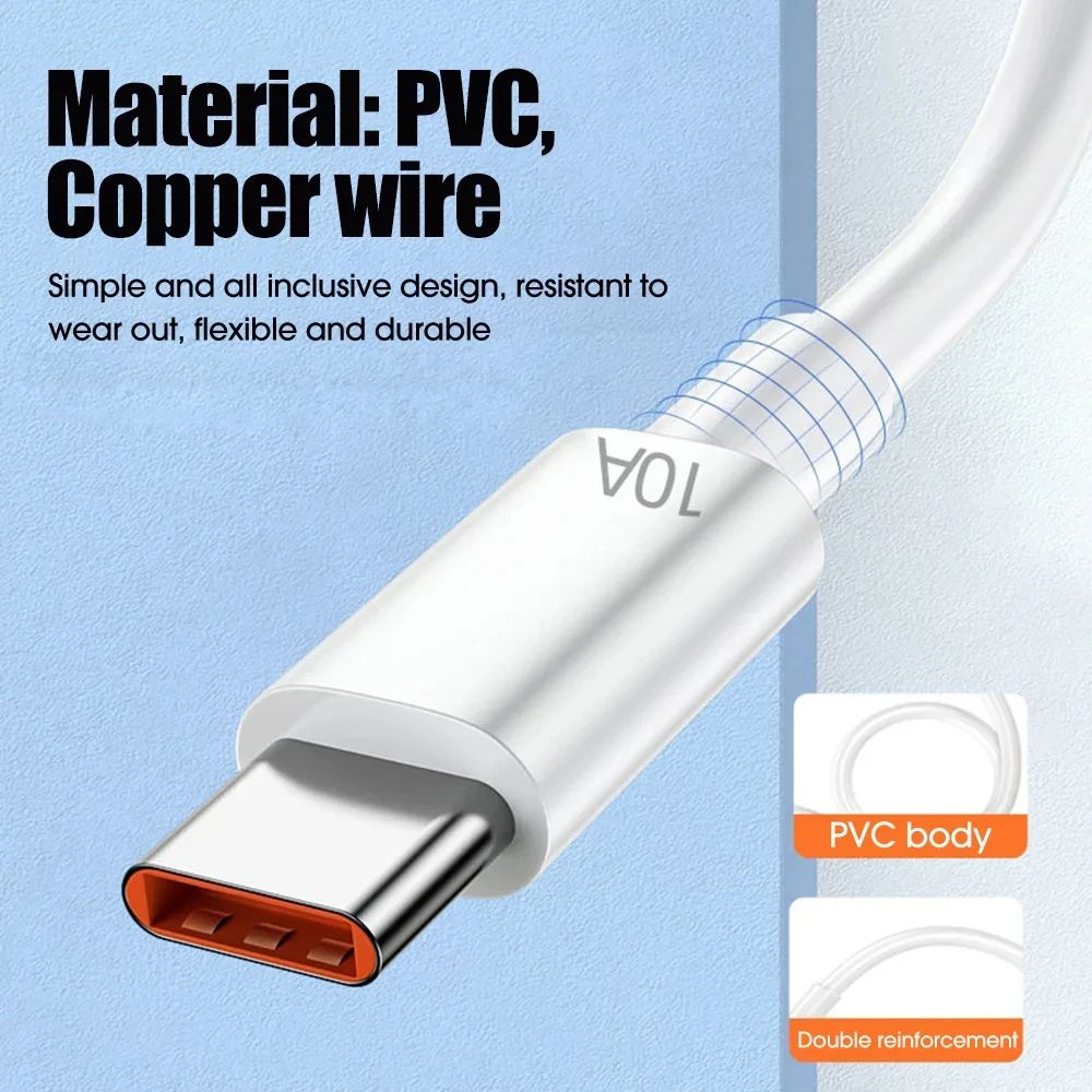120W USB Type C Cable 10A Fast Charging Wire Mobile Phone USB Line For Huawei 30 Xiaomi Redmi Samsung POCO USB C Data Cable Cord