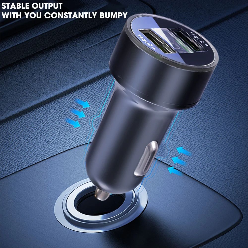 240W Fast Charging 2 Ports Car Charger Adapter Digital Display QC3.0 USB Mobile Phone Chargers for IPhone Samsung Xiaomi