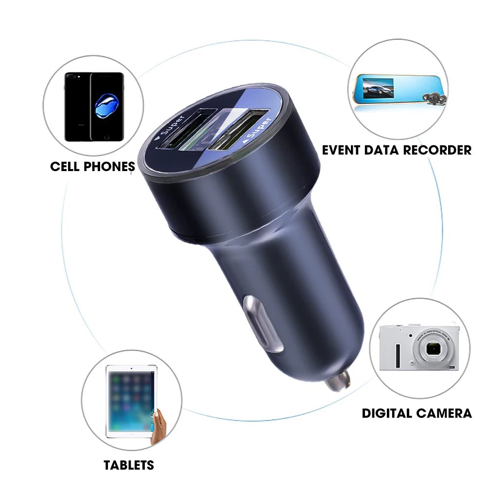 240W Fast Charging 2 Ports Car Charger Adapter Digital Display QC3.0 USB Mobile Phone Chargers for IPhone Samsung Xiaomi