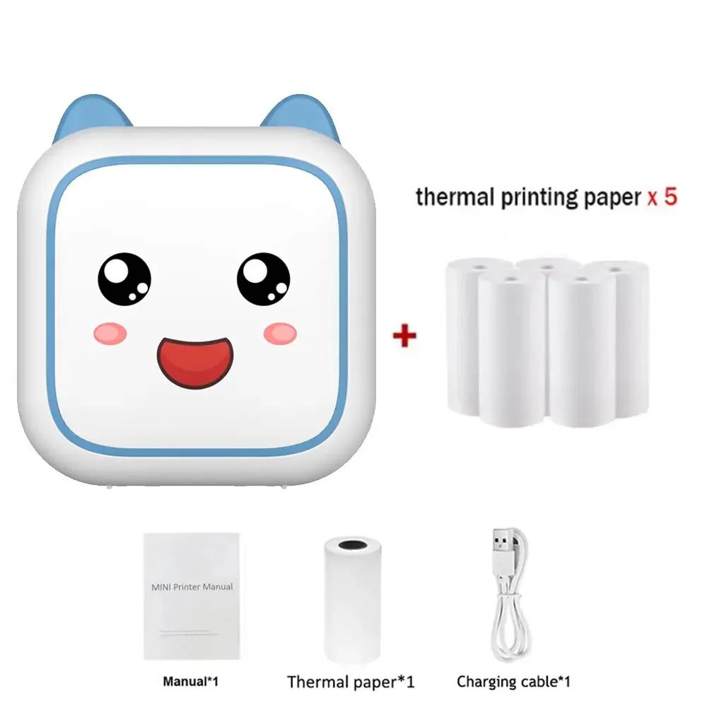 Mini Printer Inkless With Thermal Paper Adhesive Photo Label Recorder Graffiti Printing Bluetooth Wirelss Maker For Home