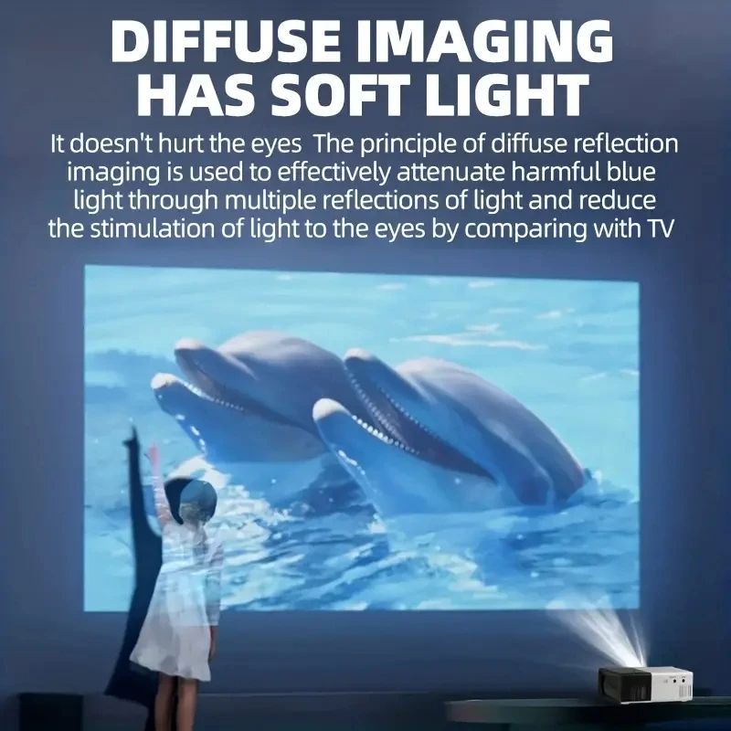 YG300 New small projector home portable high-definition projector, plug-in connection with the phone's built-in audio