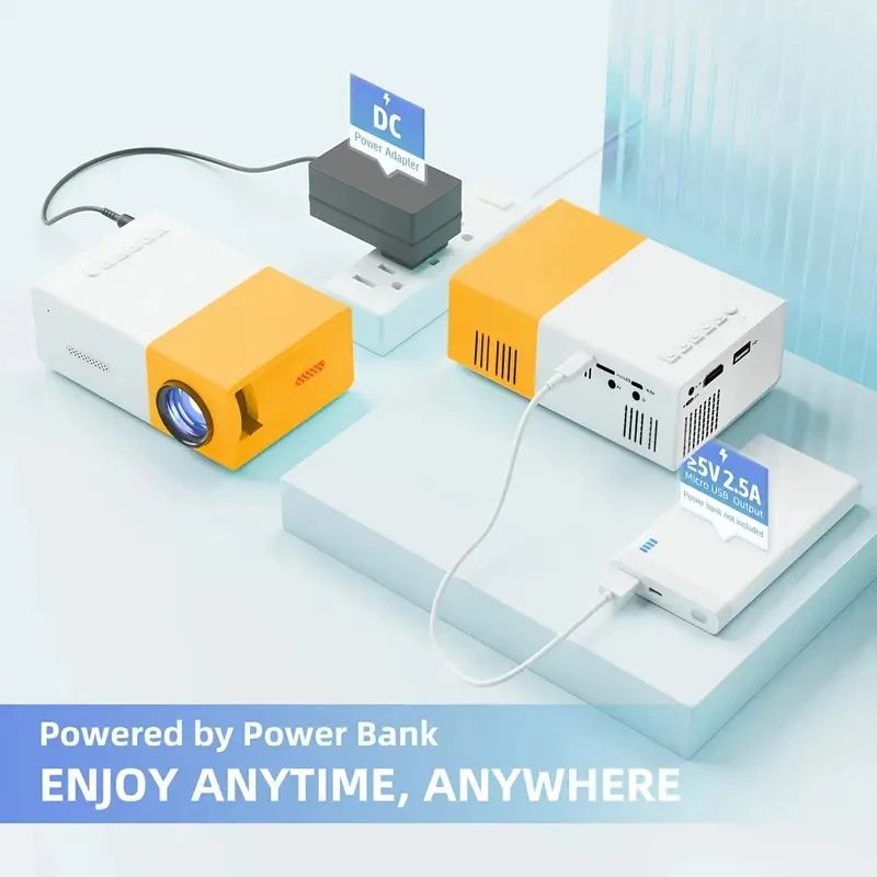 YG300 New small projector home portable high-definition projector, plug-in connection with the phone's built-in audio