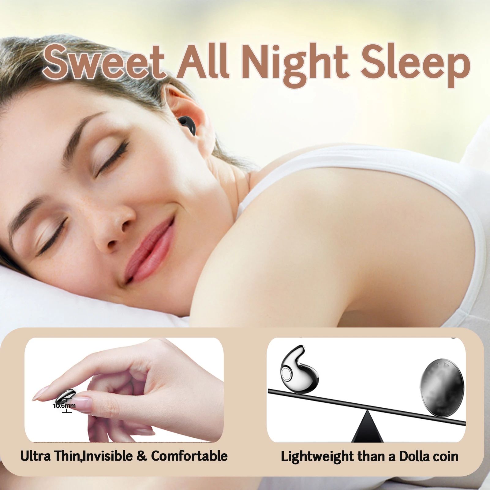 Smallest Sleep Invisible Earbuds Mini Hidden Work Headphone Bass Noise Cancelling Earphones Wireless Bluetooth Bond Touch