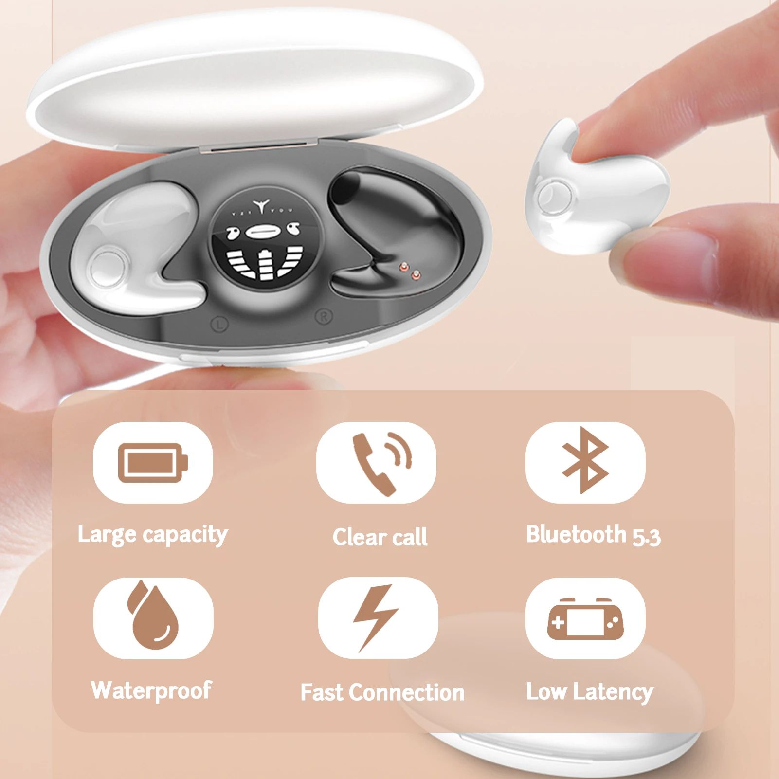 Smallest Sleep Invisible Earbuds Mini Hidden Work Headphone Bass Noise Cancelling Earphones Wireless Bluetooth Bond Touch