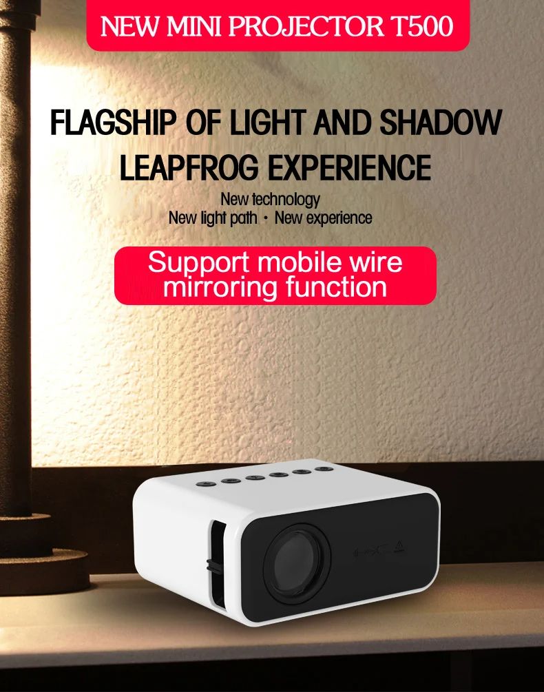YT500 LED Mobile Video Mini Projector Home Theater Media Player Kids Gift Cinema Wired Mulitscreen Projector For Iphone Android
