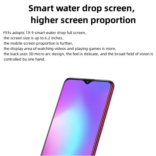 Refurbished VIVO Y93  Y93S 128GB+4GB 6.2-inch 13mp+8mp Face Wake up Face Recognition Brush Face Unlock AI Smart Dual Camera  Smart Feature Random  phone