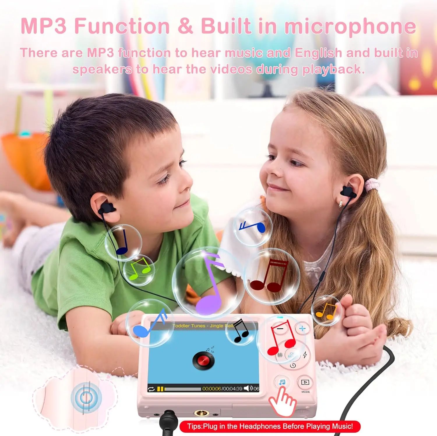 Digital Camera 4K Kids Camera for Photography 64MP MP3 Player Vlogging Camera Compact 2.8" IPS Screen Auto Focus 18X Zoom Camera