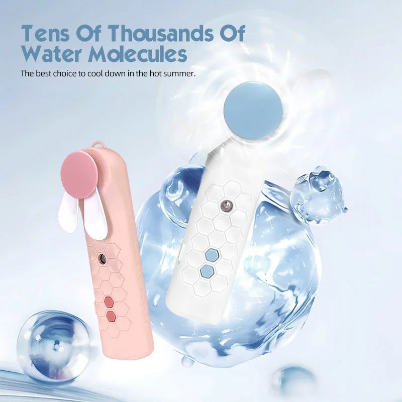 Portable handheld water spray handheld fan, USB 2-in-1 mini air cooler fan, and facial humidifier