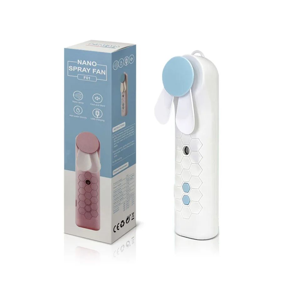 Portable handheld water spray handheld fan, USB 2-in-1 mini air cooler fan, and facial humidifier