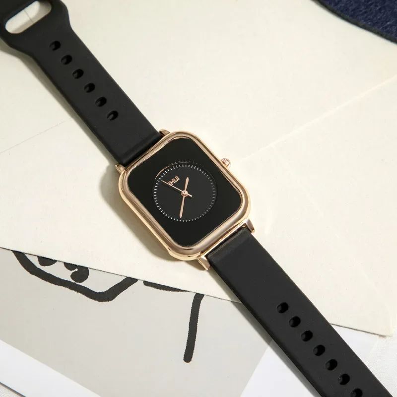 Watch for Women Casual Sports Pink Watches Silicone Strap Fashion Rectangle Quartz Wristwatches Ladies Girls