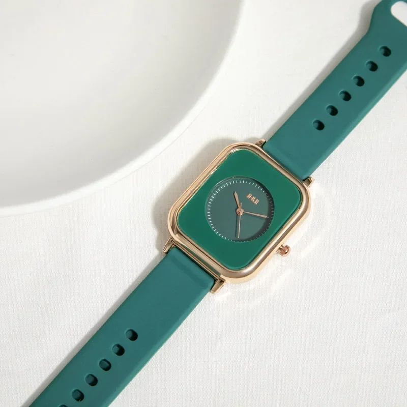 Watch for Women Casual Sports Pink Watches Silicone Strap Fashion Rectangle Quartz Wristwatches Ladies Girls