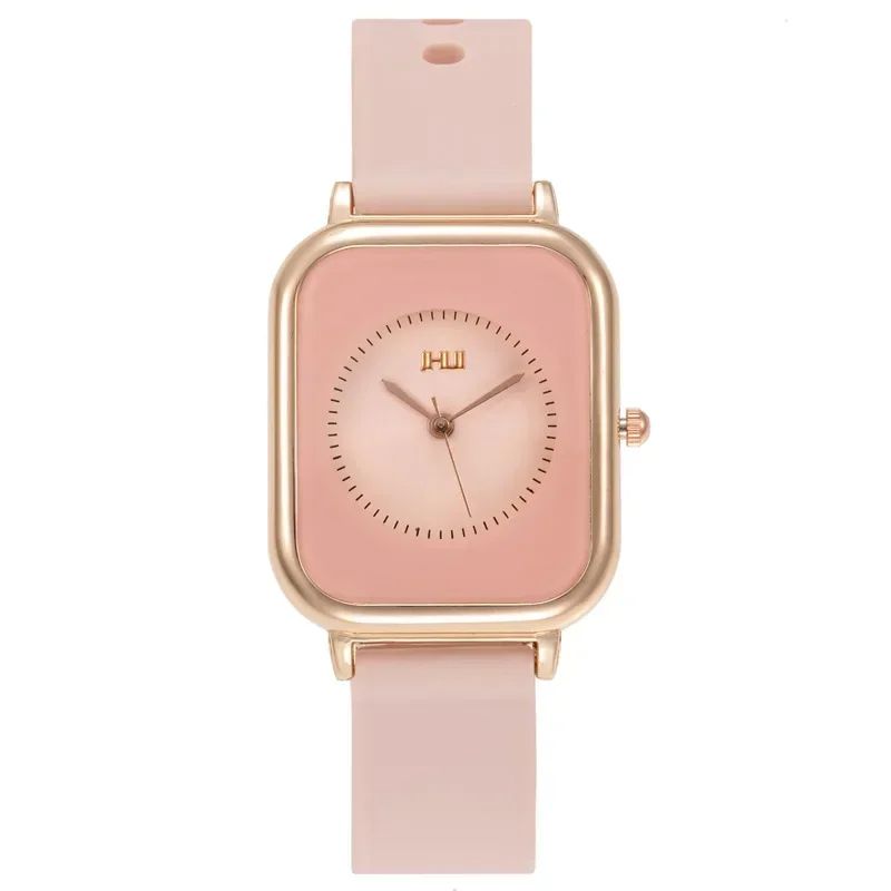 Watch for Women Casual Sports Pink Watches Silicone Strap Fashion Rectangle Quartz Wristwatches Ladies Girls