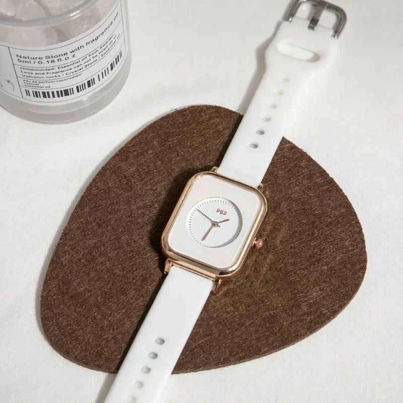 Watch for Women Casual Sports Pink Watches Silicone Strap Fashion Rectangle Quartz Wristwatches Ladies Girls