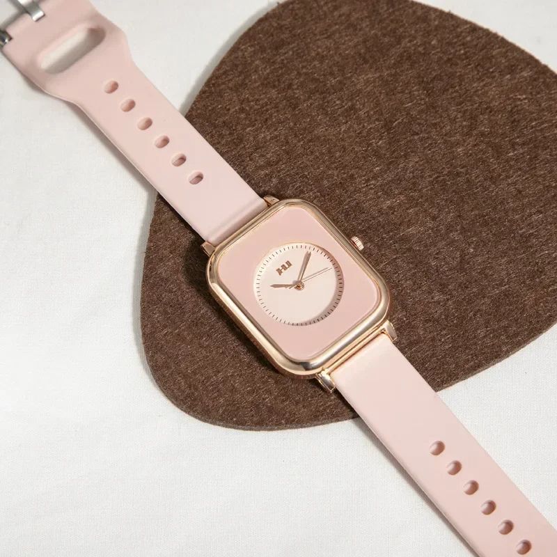 Watch for Women Casual Sports Pink Watches Silicone Strap Fashion Rectangle Quartz Wristwatches Ladies Girls