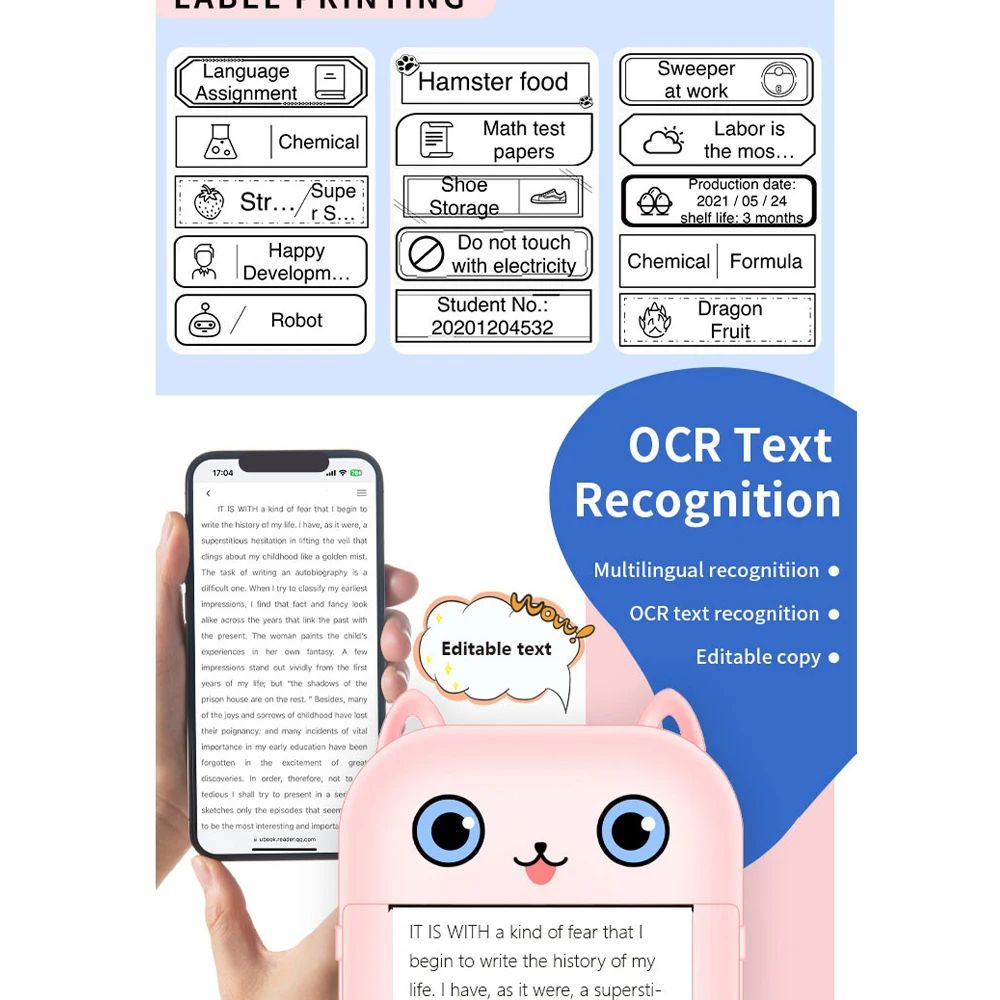 Portable Mini Pocket Printer Note Photo Label Memo Printing Bluetooth Wireless Inkless Thermal Printer 200dpi Impresora Portáti