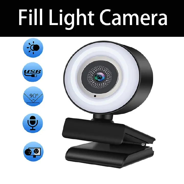 Webcam 1080P Mini Camera Full HD Webcam With Ring Fill Light Microphone USB Live Broadcast For Youtube PC Laptop Video Shooting
