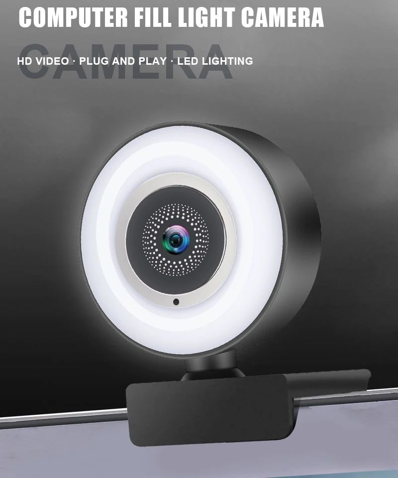Webcam 1080P Mini Camera Full HD Webcam With Ring Fill Light Microphone USB Live Broadcast For Youtube PC Laptop Video Shooting