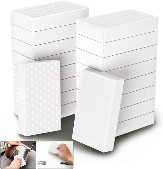 Extra Thick Magic Cleaning Pads - Eraser Sponge for All Surfaces - Kitchen-Bathroom-Furniture-Leather-Car-Steel - Just Add Water to Erase All Dirt - Melamine - Universal Cleaner