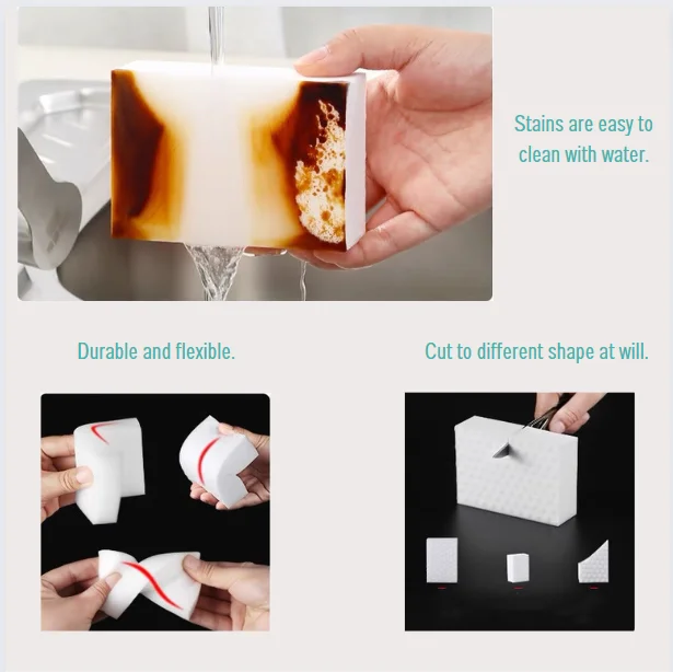 Extra Thick Magic Cleaning Pads - Eraser Sponge for All Surfaces - Kitchen-Bathroom-Furniture-Leather-Car-Steel - Just Add Water to Erase All Dirt - Melamine - Universal Cleaner