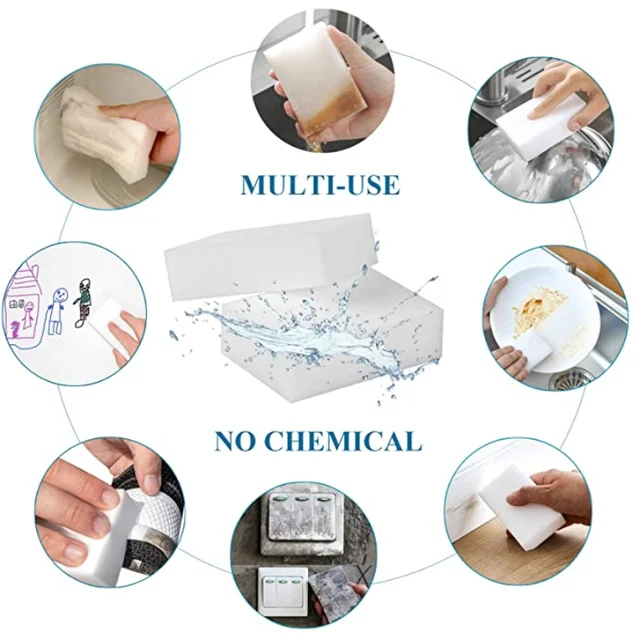 Extra Thick Magic Cleaning Pads - Eraser Sponge for All Surfaces - Kitchen-Bathroom-Furniture-Leather-Car-Steel - Just Add Water to Erase All Dirt - Melamine - Universal Cleaner