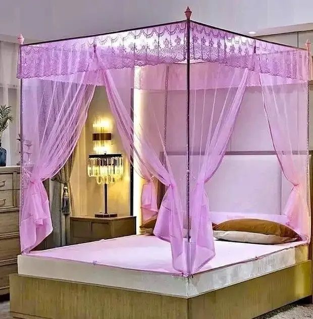 Quality 4 Stand Metallic Sturdy Mosquito Net (4×6, 6×6, 6×6) – Purple