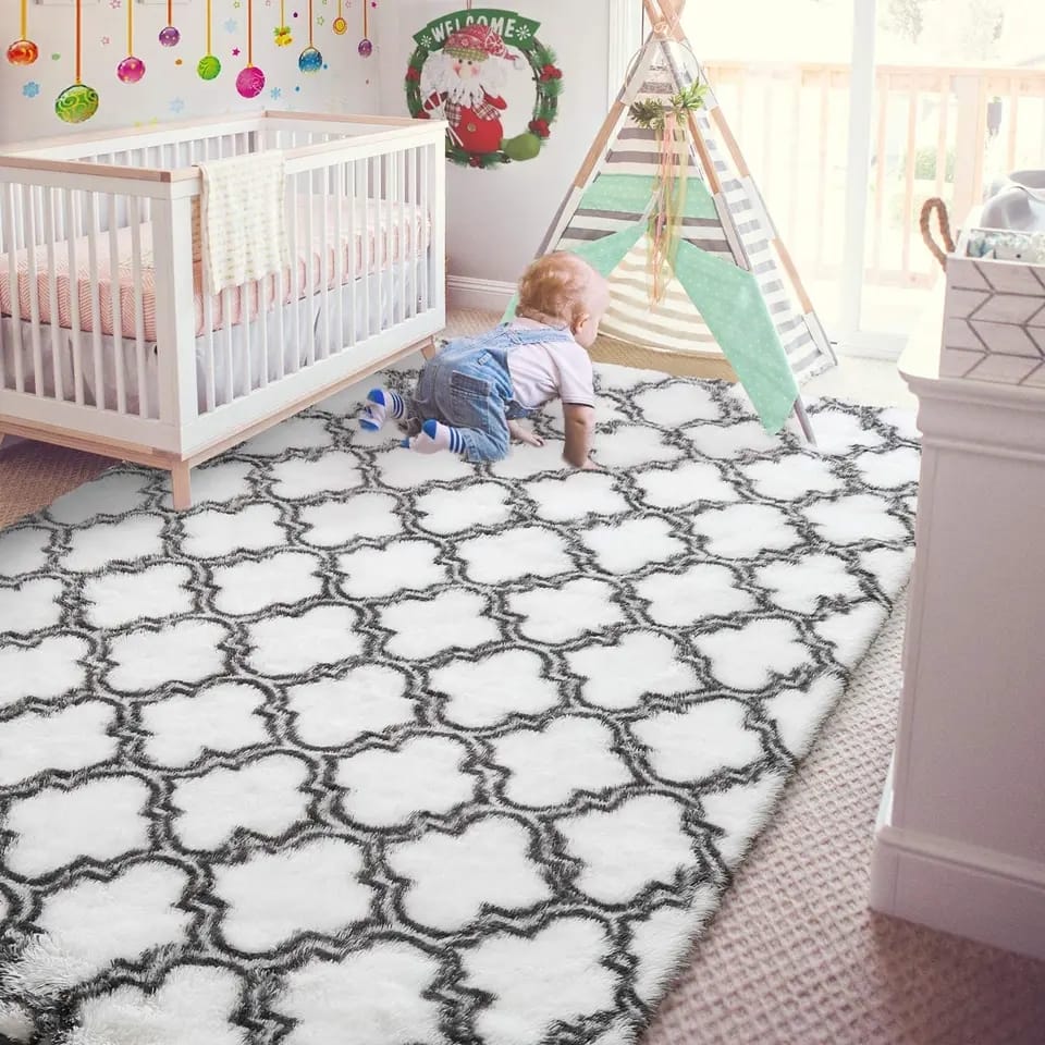 Super Soft Rugs Fluffy Carpets, 5x8 Feet, Indoor Modern Plush Area Rugs for Living Room Bedroom Kids Room Nursery Home Decor
