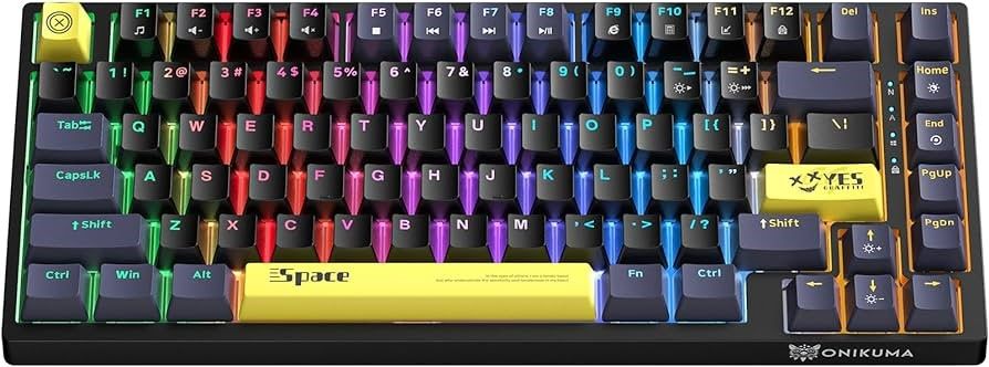 ONIKUMA G52 82 Keys USB Wired Mechanical Keyboard, Professional Gaming Keyboard with RGB Backlit Matte Key Caps for PC Laptop