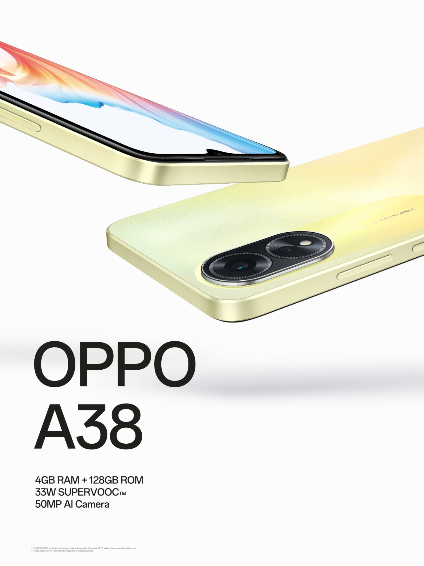 (Anniversary Sale)BRAND NEW OPPO A38 6GB+128GB 50MP AI Camera 6.56" 90Hz Sunlight Display 33W 5000mAh Type-C Charge Android 13 4G Dual Sim Smart Phones