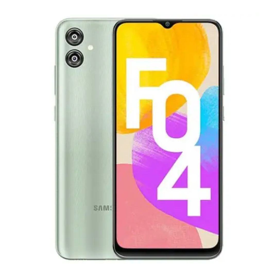 (ANNIVESARY OFFER1)Samsung Galaxy F04 RAM:4GBInternal Storage:64GBBattery:  5000 mAhMain camera: 13 MP + 2 MPFront camera: 5 MPDisplay:6.5inchProcessor:MediaTek HelioOS: Android 12