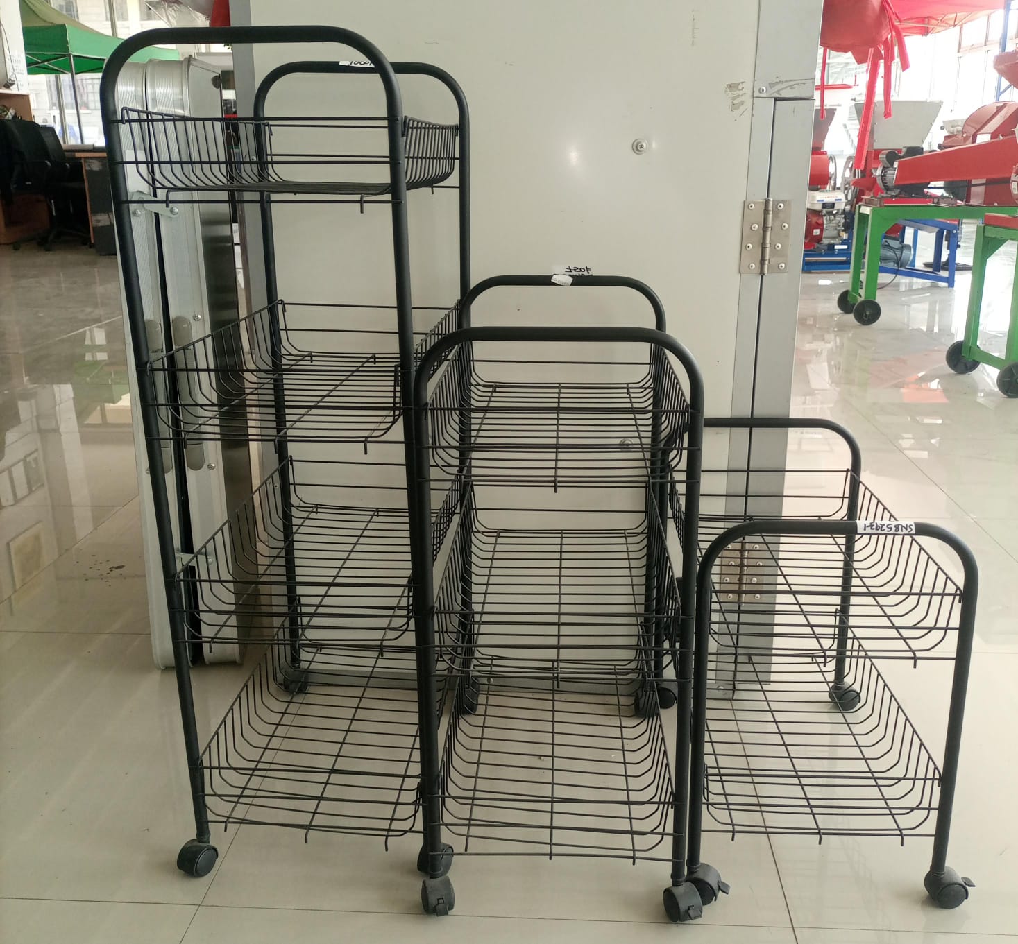 🔥🔥Fruit Vegetable Trolley Basket Rack Kitchen Storage with Wheels, Storage Rack with Organizer Baskets for Fruits, Vegetables, books, tools