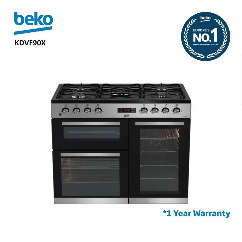 BEKO COOKER KDVF 90X 4GAS+1 WOK COOKER TRIPPLE OVEN STAINLESS STEEL (1 YEAR WARRANTY)