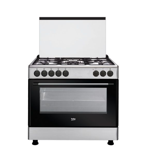 BEKO 4G+1 WOK FREE STANDING COOKER GE15120DX INOX FLAME FAILURE DEVICE CAST IRON PAN SUPPORT FAN ASSISTED OVEN WITH 7FUNCTION 90 X 90 X 60 (1 YEAR WARRANTY)