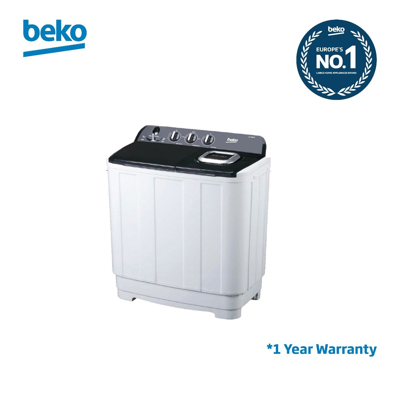 BEKO WTT100 UK  TWIN TUB WASHING MACHINE 10KG AIR DRY COMPARTMENT TIMER SPIN 1 YEAR WARRANTY