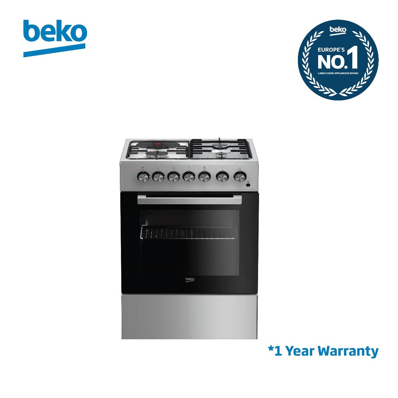 BEKO COOKER FSET63110DX 60*60 3gas + 1 electric hot plate FLAME FAILURE STAINLESS STEEL 1 YEAR WARRANTY