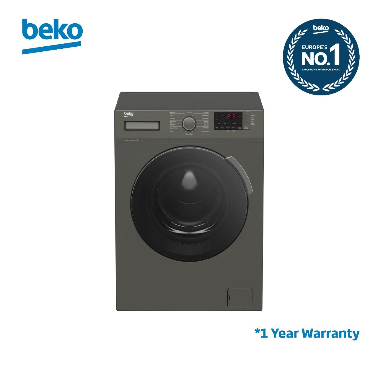 BEKO WASHING MACHING BAW385 UK 7KG 1200rpm MANHATTAN GREY DAILY EXPRESS PROGRAM 1year warranty