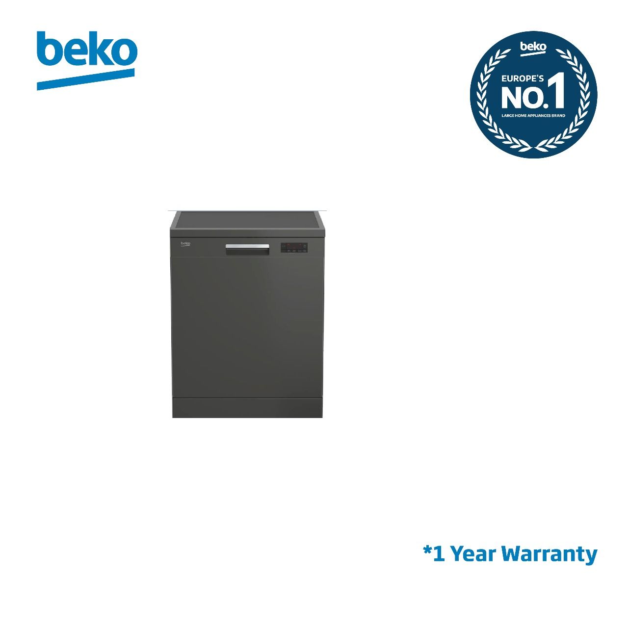 BEKO DISHWASHER 14 PLACE SETTINGS DFN16430G 5 PROGRAMS DIGITAL DISPLAY  SELF DRY HALF LOAD MANHATTAN GREY 1 YEAR WARRANTY