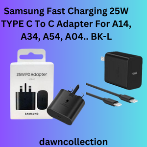 Samsung Fast Charging 25W TYPE C To C Adapter For A14, A34, A54, A04.. BK-L