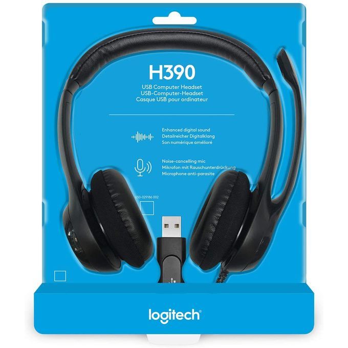 Logitech H390-USB Headset With Noise-Cancelling Mic-Black