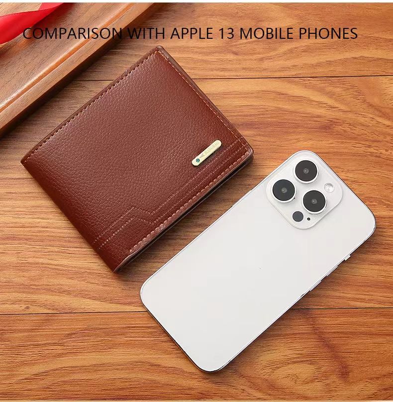 New men's leather wallet ladies short wallet fashion leisure litchi soft wallet multi-card large capacity small wallet.